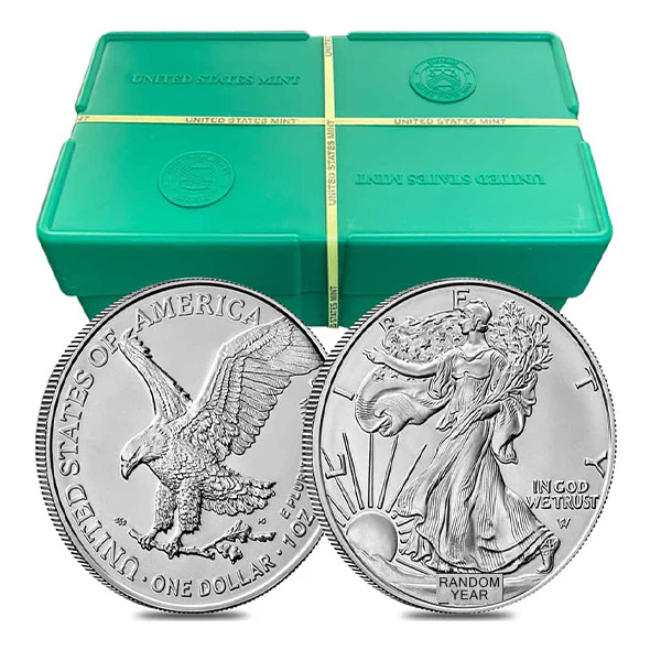 1 oz American Silver Eagles Monster Box ~ 25 tubes of 20 coins type 1 and type 2.