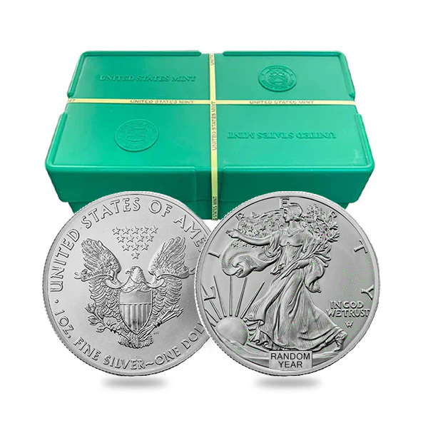 1 oz American Silver Eagles Monster Box ~ 25 tubes of 20 coins type 1 and type 2.